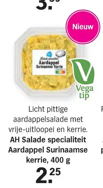 Albert Heijn AH Salade specialiteit Aardappel Surinaamse kerrie, 400 g aanbieding