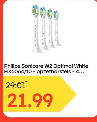 Ochama Philips Sonicare W2 Optimal White HX6064/10 - opzetborstels - 4 stuks aanbieding