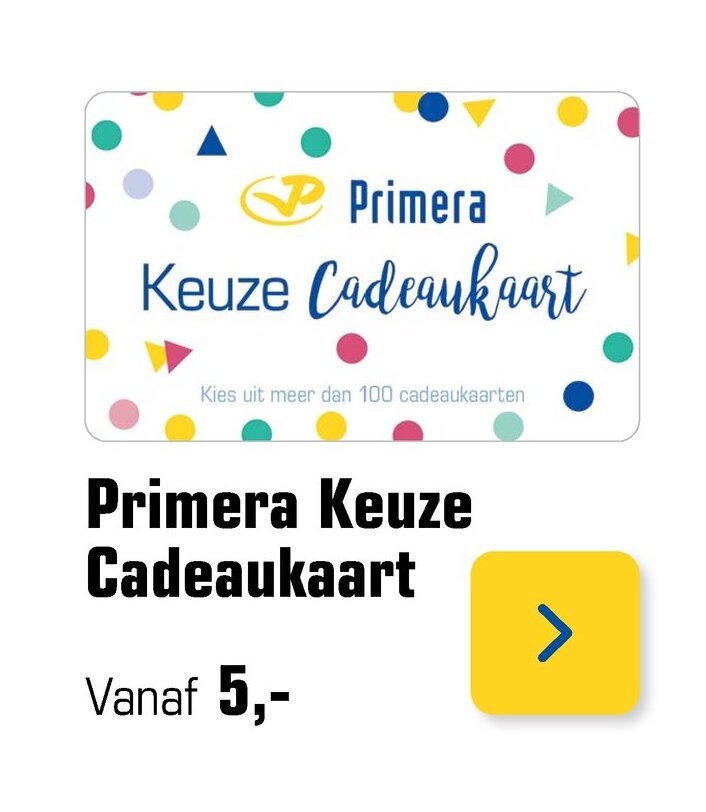 Primera keuze cadeaukaart aanbieding bij Primera