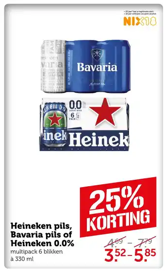 Coop Heineken pils, Bavaria pils of Heineken 0.0% aanbieding