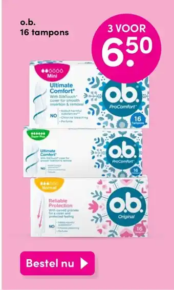 DA O.b 16 tampons aanbieding