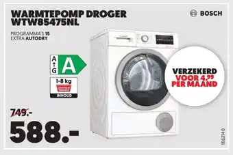 MediaMarkt Bosch Warmepomp droger WTW85475NL aanbieding