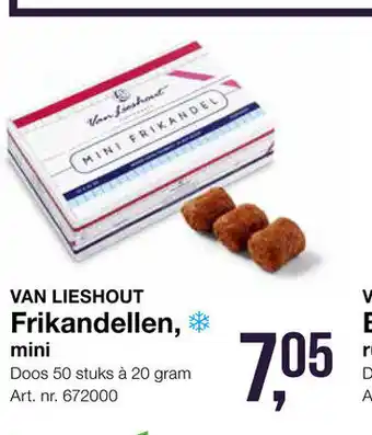 Bidfood Van Lieshout Frikandellen, mini doos 50 stuks a 20 gram aanbieding