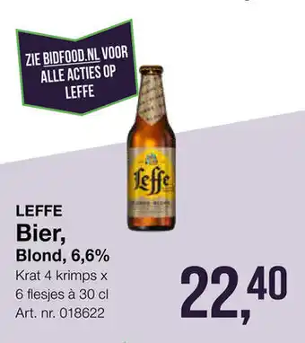 Bidfood Leffe Bier, blond, 6,6% 30 cl aanbieding