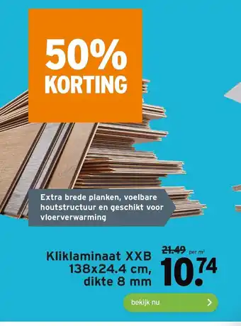 GAMMA Kliklaminaat Xxb 138x24.4 cm aanbieding