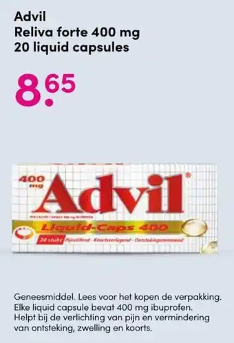 DA Advil Reliva forte 400mg 20 liquid capsules aanbieding