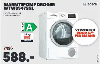 MediaMarkt Bosch warmtepomp droger Wtw85475Nl aanbieding