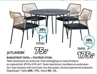 Jysk JUTLANDIA RANGSTRUP TAFEL + FASTRUP STOEL aanbieding