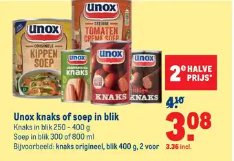 Makro Unox knaks of soep in blik 800 ml aanbieding