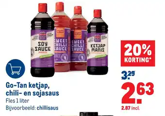 Makro Go-Tan ketjap, chili- en sojasaus 1 liter aanbieding