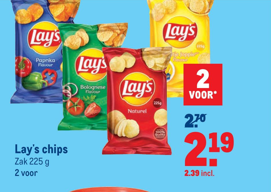 Lay's chips 225 g aanbieding bij Makro