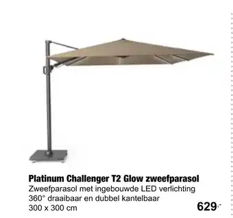 Tuincentrum De Boet Platinum Challenger T2 Glow zweefparasol aanbieding