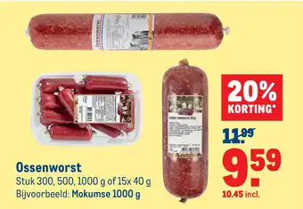 Makro Ossenworst 1000 g aanbieding