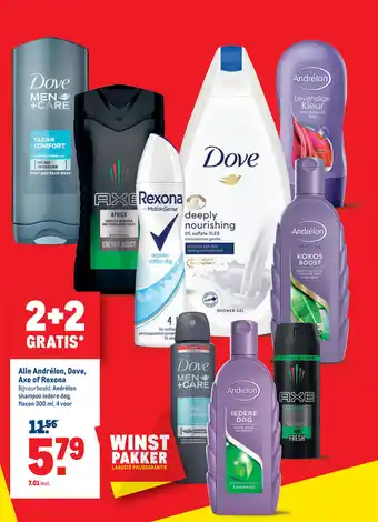 Makro Alle Andrélon, dove, axe of rexona 300 ml aanbieding