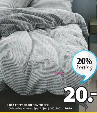 Jysk Lola crepe dekbedovertrek 140x200 cm aanbieding