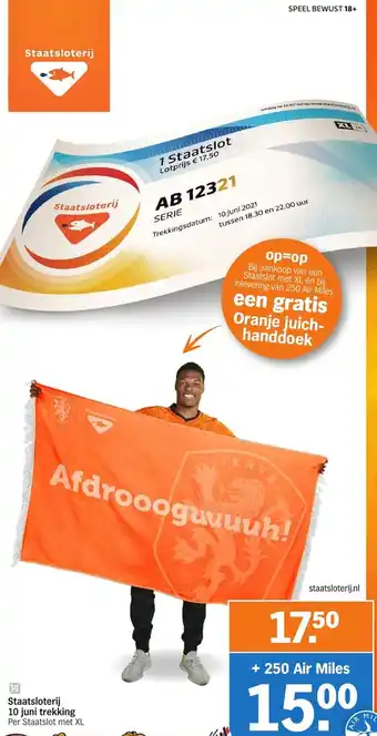 Albert Heijn Staatsloterij 10 juni trekking aanbieding