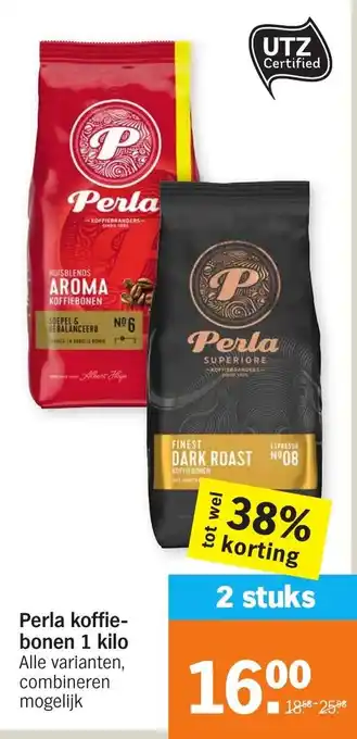 Albert Heijn Perla koffiebonen 2*1kg aanbieding