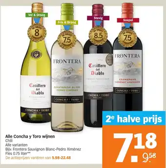 Albert Heijn Concha y Toro wijnen 750ml aanbieding