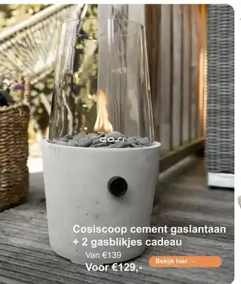 Tuinmeubelland Cosiscoop cement gaslantaan + 2 gasblikjes cadeau aanbieding