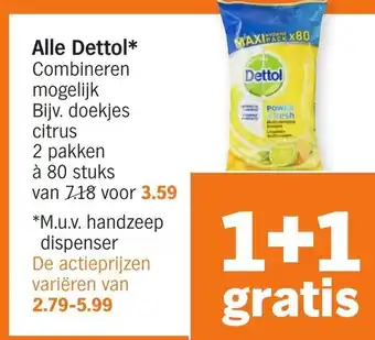 Albert Heijn Dettol 1+1 aanbieding