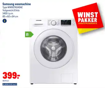 Makro Samsung wasmachine WW80TA049AE 85 x 60 x 64 cm aanbieding