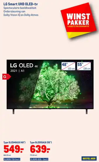 Makro LG 4K smart UHD OLED-tv 48" OLED48A16 aanbieding