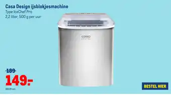 Makro Casa design ijsblokjesmachine icechef pro 2,2 liter aanbieding