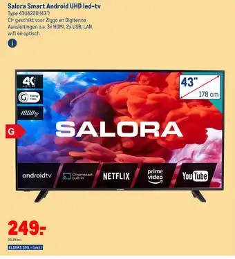 Makro Salora 4K smart android UHD led-tv 43UA220 43" aanbieding