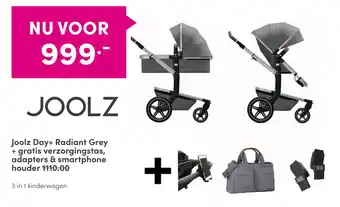 Baby & Tiener Joolz Day+ Radiant Grey + gratis verzorgingstas, adapters & smartphone aanbieding