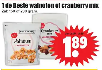 Dirk 1 de Beste Walnoten of cranberry mix 150/200g aanbieding