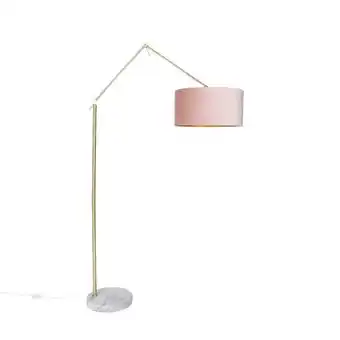 Lampenlicht.nl Moderne vloerlamp goud velours kap roze 50 cm - Editor aanbieding