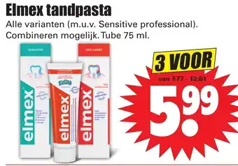 Dirk Elmex Tandpasta 3*75ml aanbieding