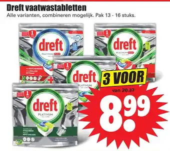 Dirk Dreft vaatwastabletten Platinum 3*13/16st aanbieding