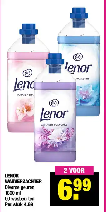 Big Bazar Lenor wasverzachter 2*1.8L aanbieding