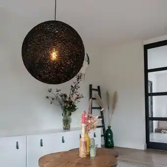 Lampenlicht.nl Landelijke hanglamp zwart 60 cm - Corda aanbieding