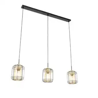 Lampenlicht.nl Design hanglamp zwart met goud langwerpig 3-lichts - Gaze aanbieding