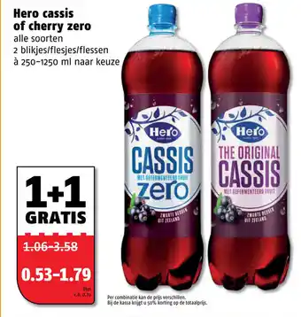 Poiesz Hero cassis of Cherry Zero 2*250ml-1.25L aanbieding