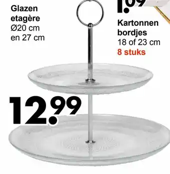 Wibra Glazen etagere 20cm aanbieding