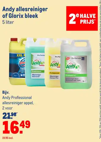 Makro Andy allesreiniger of Glorix bleek aanbieding