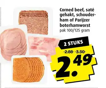 Boni Corned beef, saté gehakt, schouder- ham of Parijzer boterhamworst aanbieding