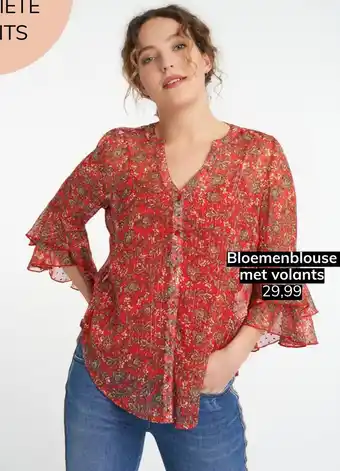 MS Mode Bloemenblouse met volants aanbieding