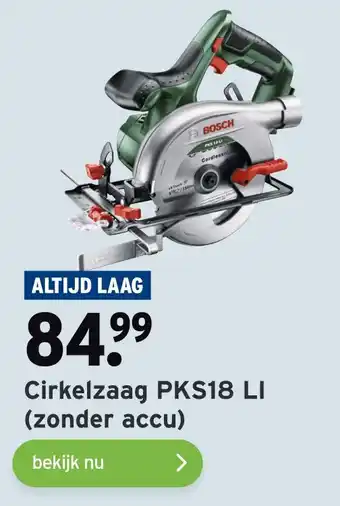 GAMMA Cirkelzaag PKS18 LI (zonder accu) aanbieding