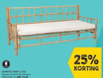 Xenos Bamboe Bank 3-zits 180x70x80 cm aanbieding