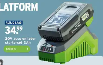 GAMMA 20V accu en lader starterset 2Ah aanbieding