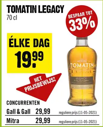 Dirck 3 Tomatin Legacy Single Malt Whisky 70 cl aanbieding