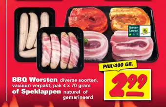 Nettorama BBQ Worsten 4 x 70 gram of speklappen aanbieding