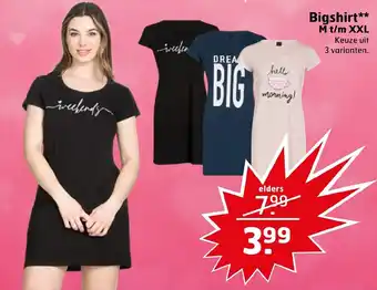 Trekpleister Bigshirt M t/m XXL aanbieding