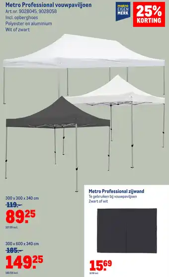 Makro Metro Professional vouwpaviljoen aanbieding