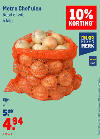 Makro Metro Chef uien aanbieding