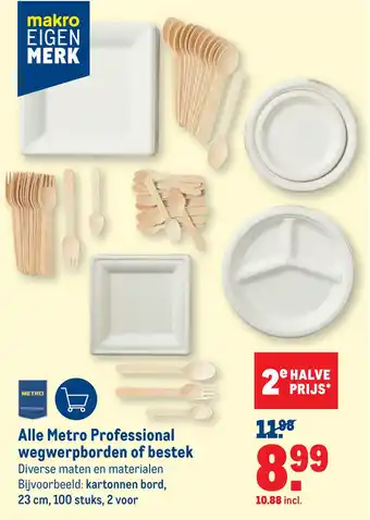 Makro Alle Metro Professional wegwerpborden of bestek aanbieding